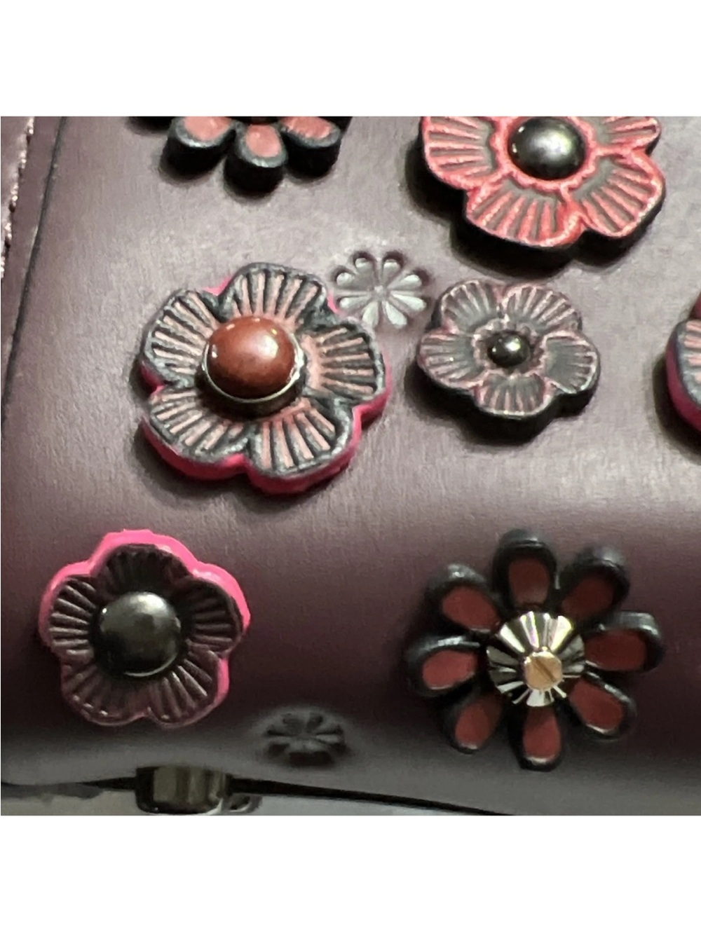 Coach 55523 Rogue 17 Tea Rose Raised Floral Applique Oxblood & Dust Bag - Picture 12 of 16